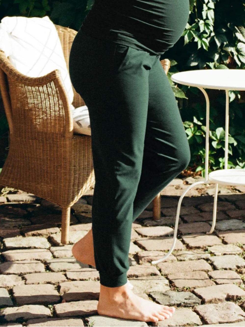 Beyond Yoga Spacedye Beyond the Bump Maternity Midi Jogger Green Pockets-Large